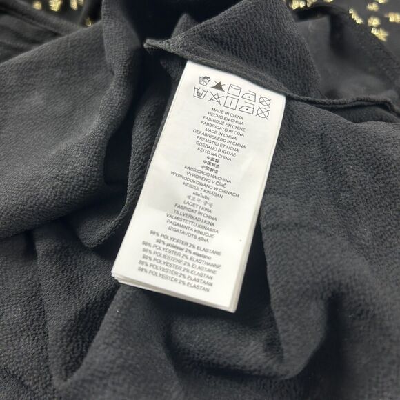 Michael Kors Black Gold Glitter Stars Flare Long Sleeve Blouse Top Shirt Xs - Picture 11 of 11